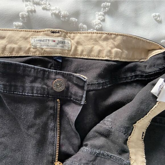 Vintage Tommy Flare Jeans Black Y2K Low Rise Denim Festival Emo Western Cargo 5 - Picture 15 of 15
